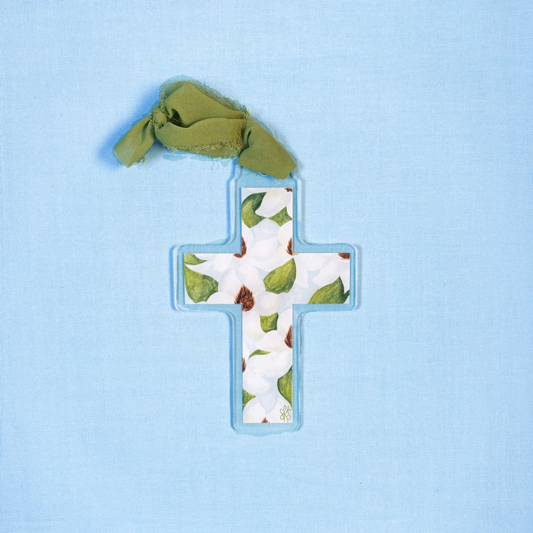 Magnolia Cross Ornament