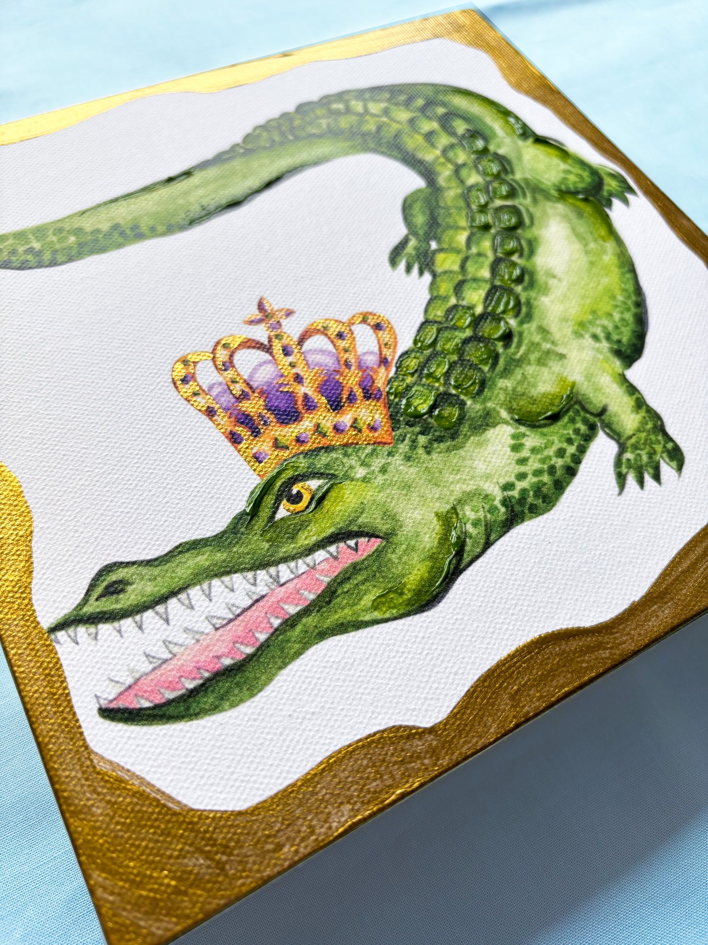 Mardi Gras Gator Artist Enhanced Canvas