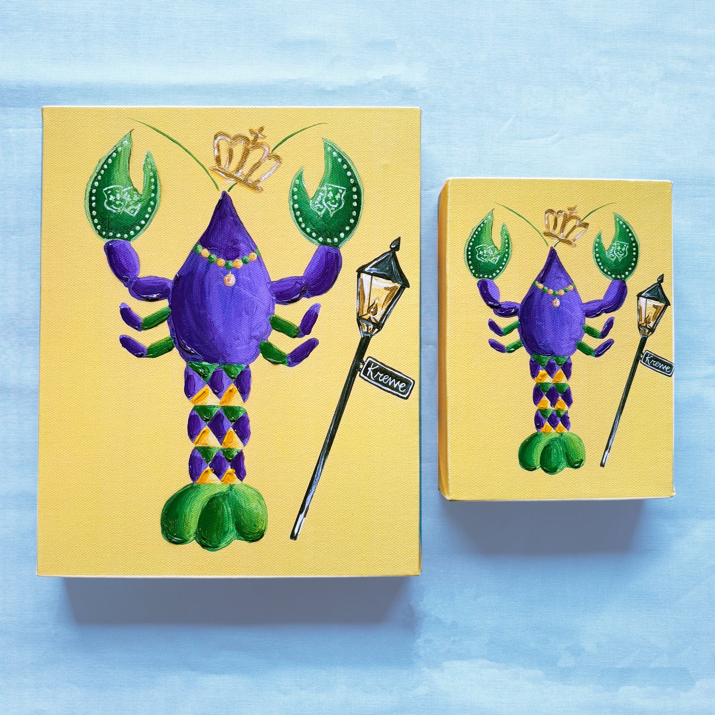 Mardi Gras Crawfish Artist Enhanced Canvas