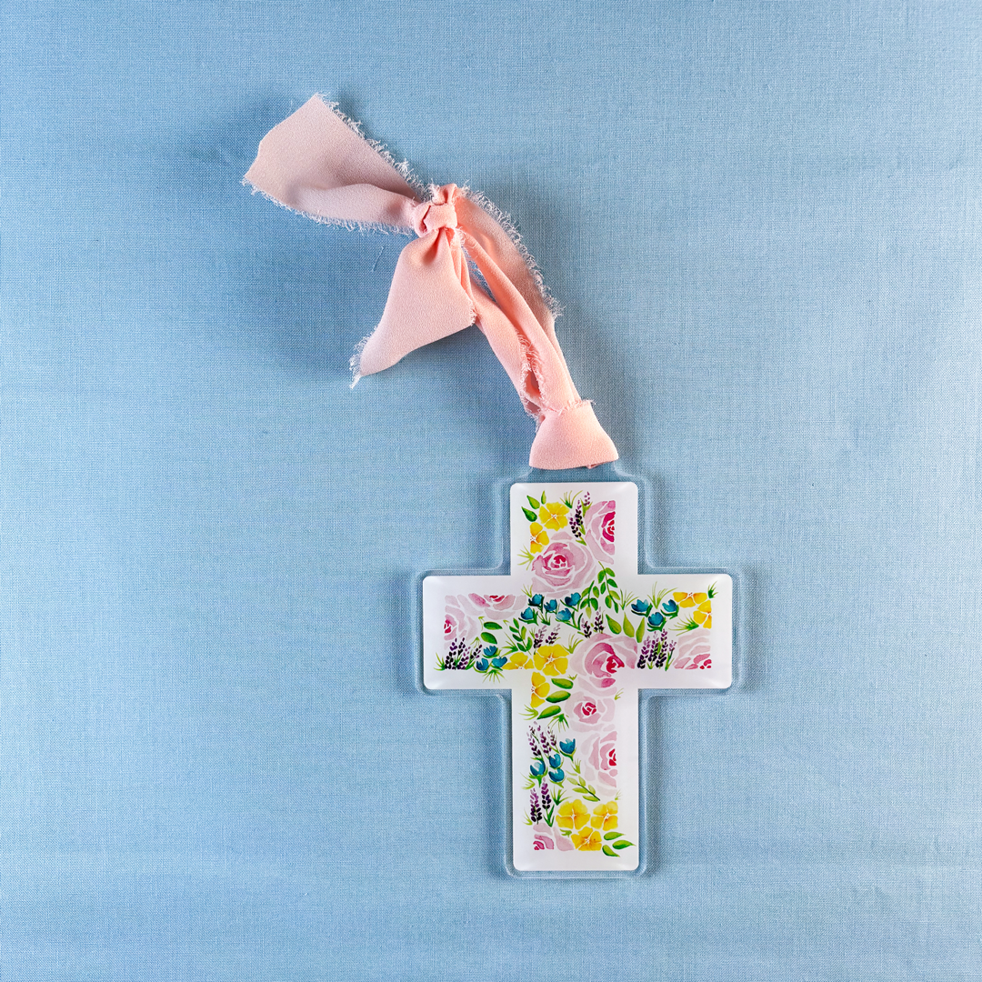 Floral Cross Ornament
