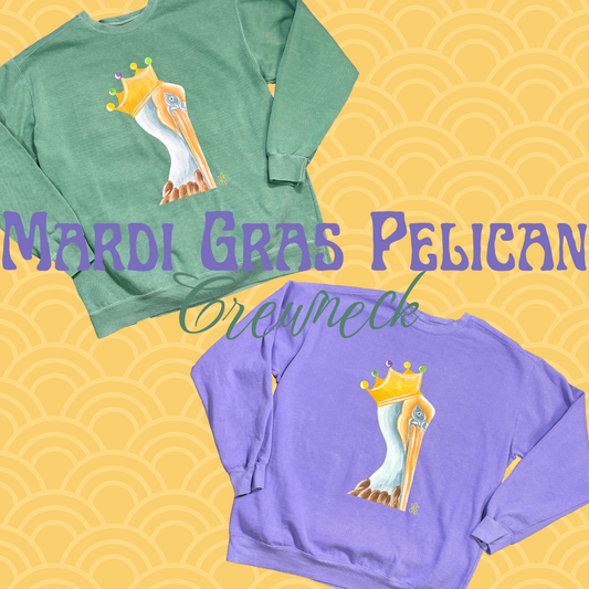 Mardi Gras Pelican Crewneck Sweatshirt