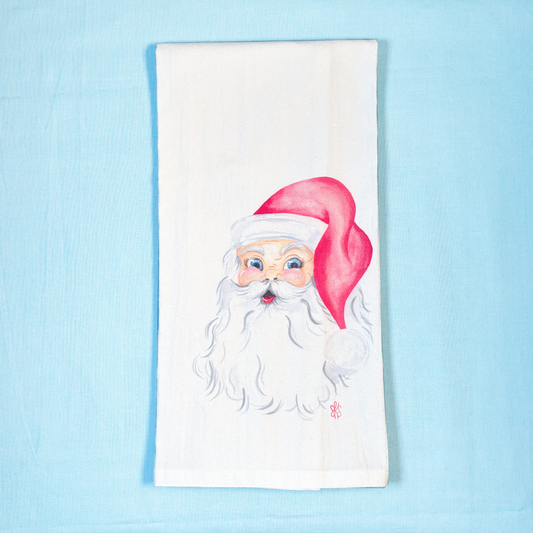 Pink Hat Santa Tea Towel