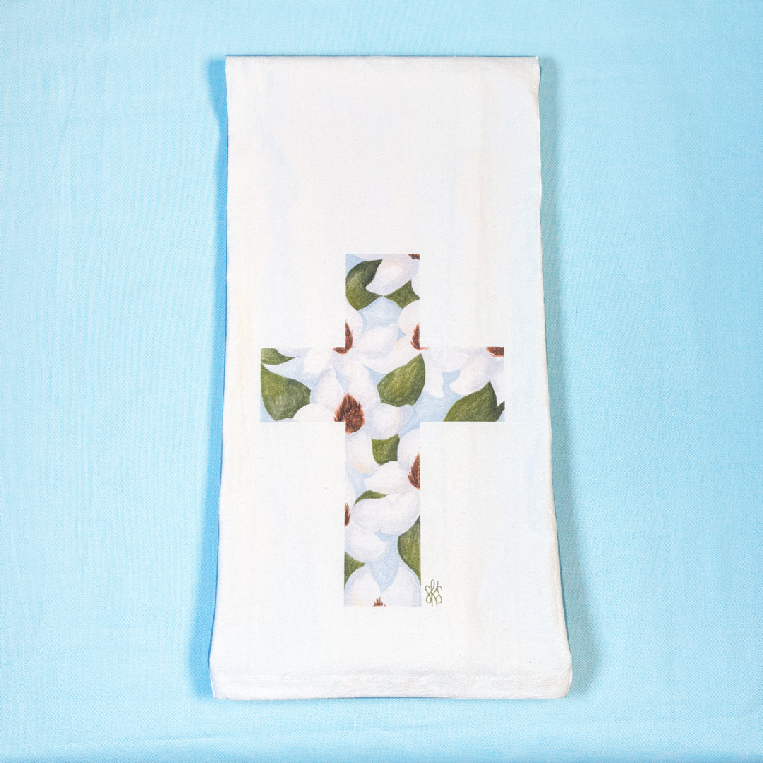 Magnolia Cross Tea Towel