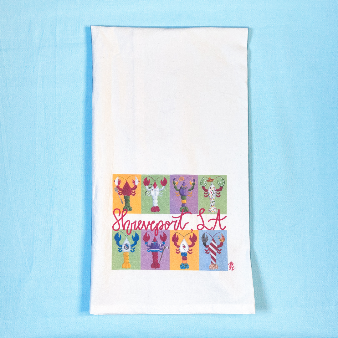 Shreveport Crawfish Tea Towel
