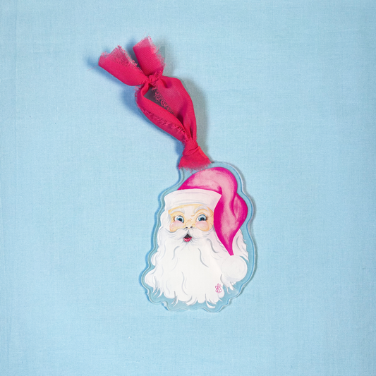 Pink Hat Santa Ornament