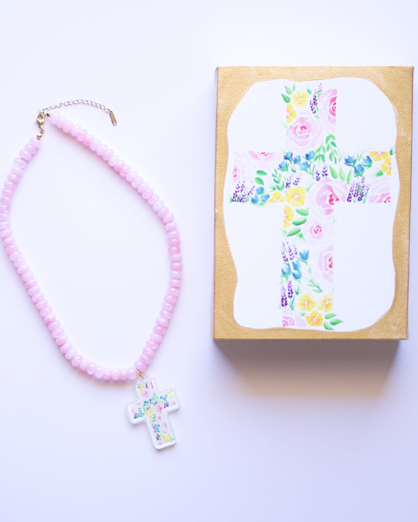 Floral Cross Art Necklace