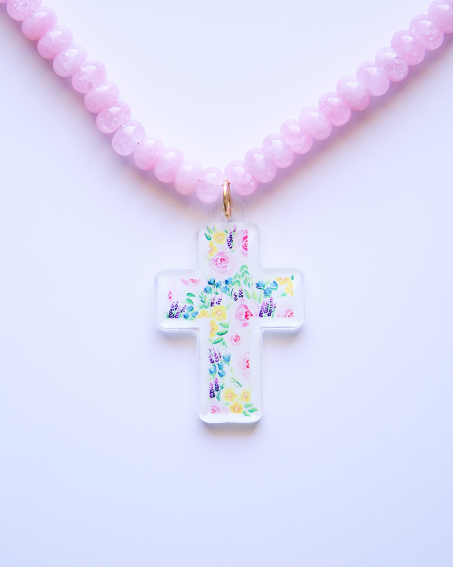 Floral Cross Art Necklace