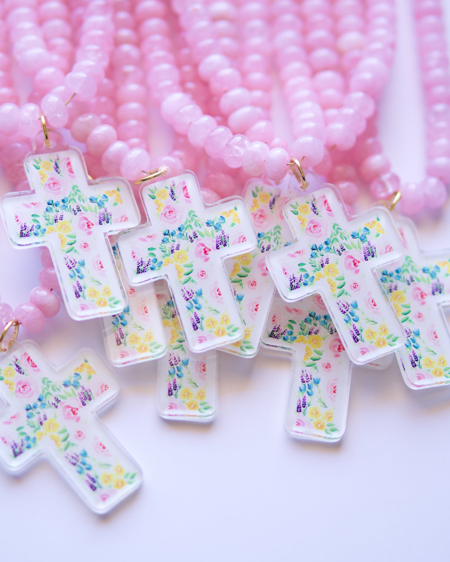 Floral Cross Art Necklace