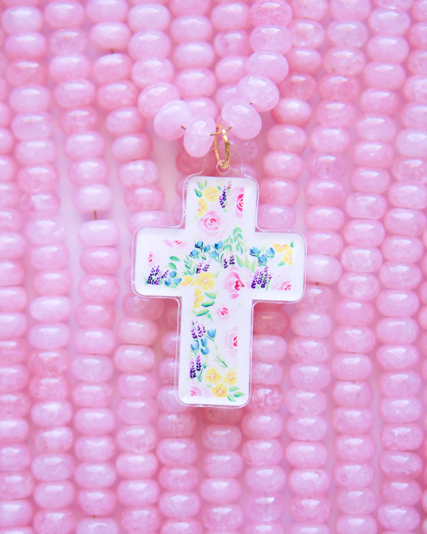 Floral Cross Art Necklace