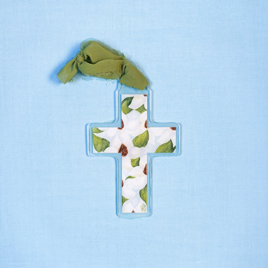 Magnolia Cross Ornament