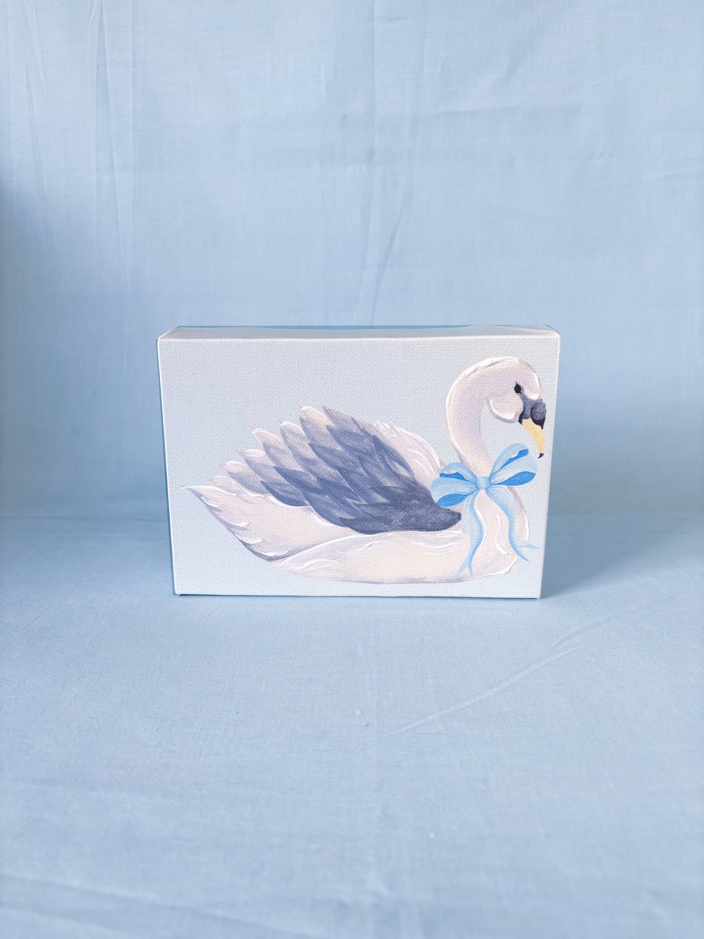 Blue Baby Swan Artist Enhanced Canvas