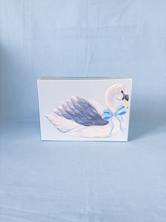 Blue Baby Swan Artist Enhanced Canvas