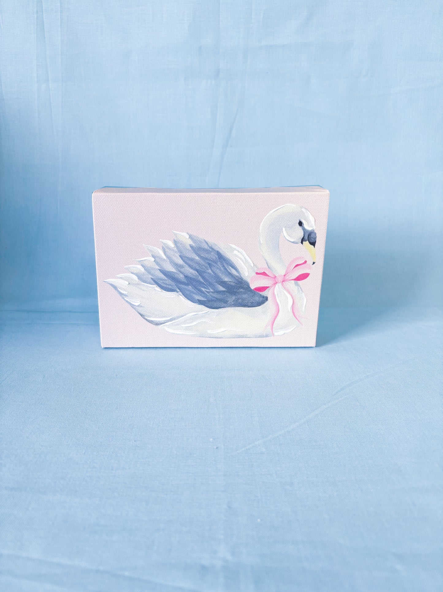 Pink Baby Swan Artist Enhanced Canvas