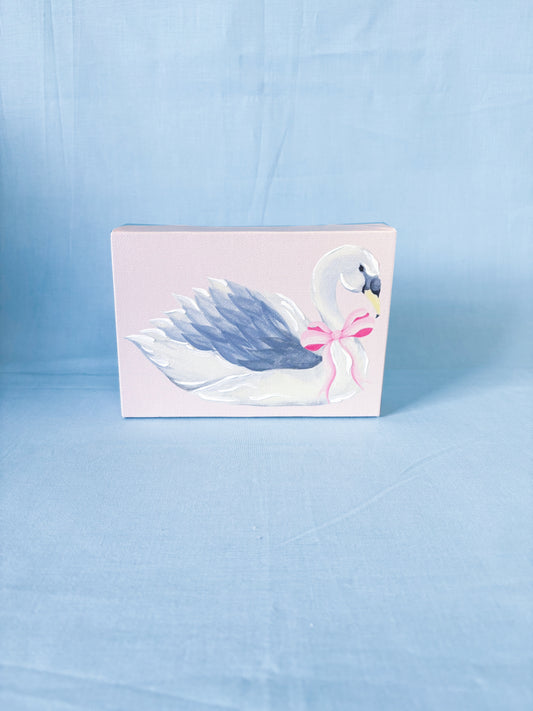Pink Baby Swan Artist Enhanced Canvas