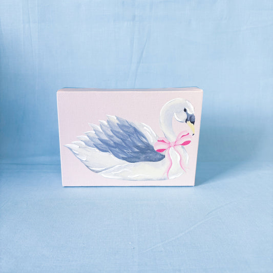 Pink Baby Swan Artist Enhanced Canvas