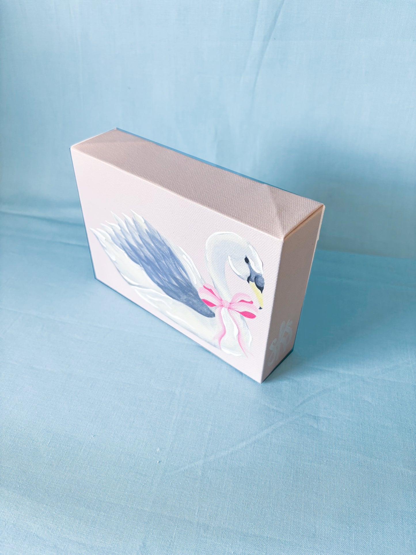 Pink Baby Swan Artist Enhanced Canvas