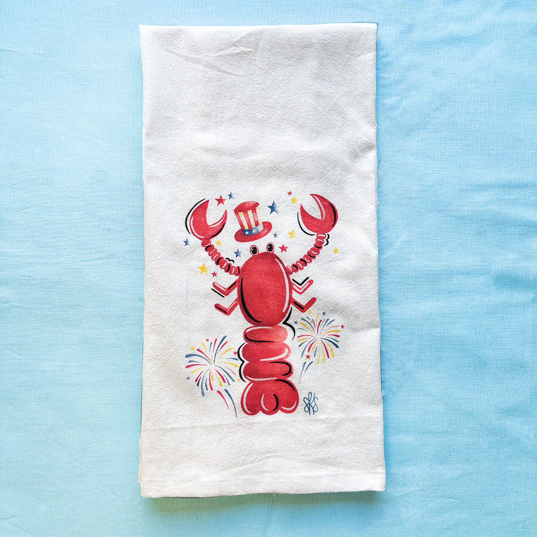 Patriotic Crawfish Tea Towel