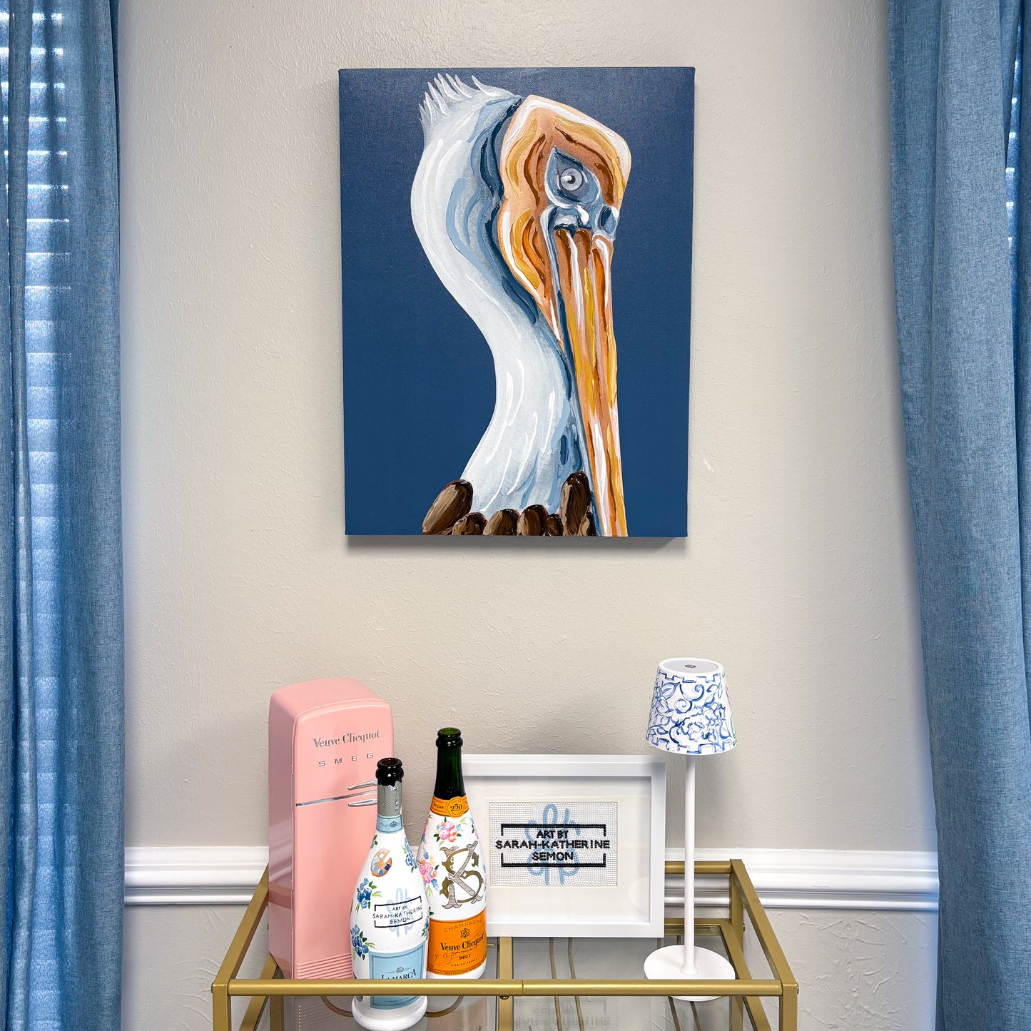 Artist Enhanced Rich Blue Pelican