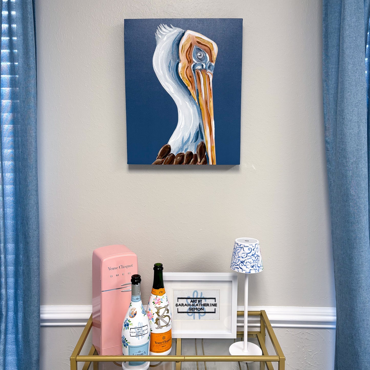 Artist Enhanced Rich Blue Pelican