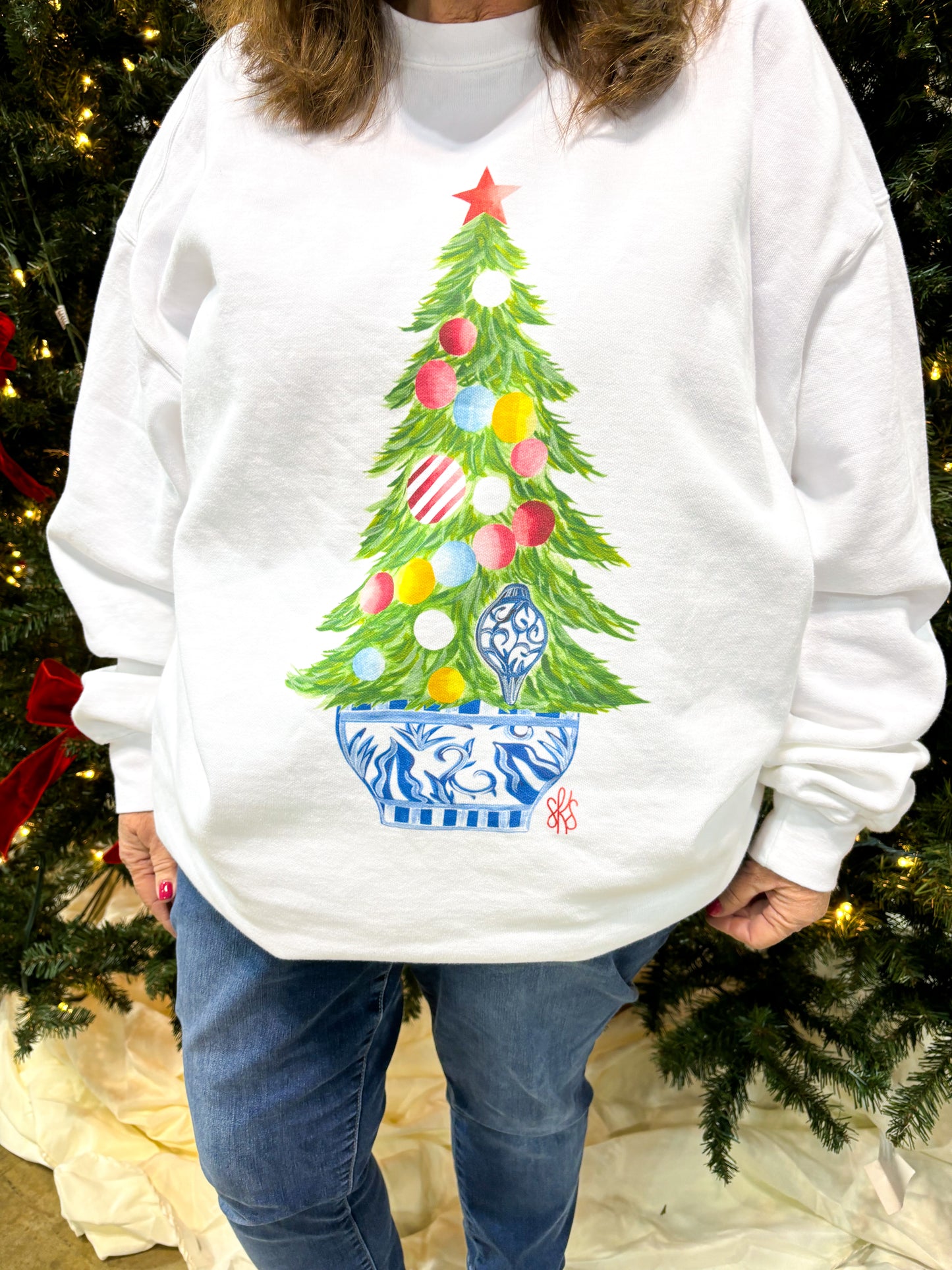 Christmas Tree Crewneck SKY BLUE