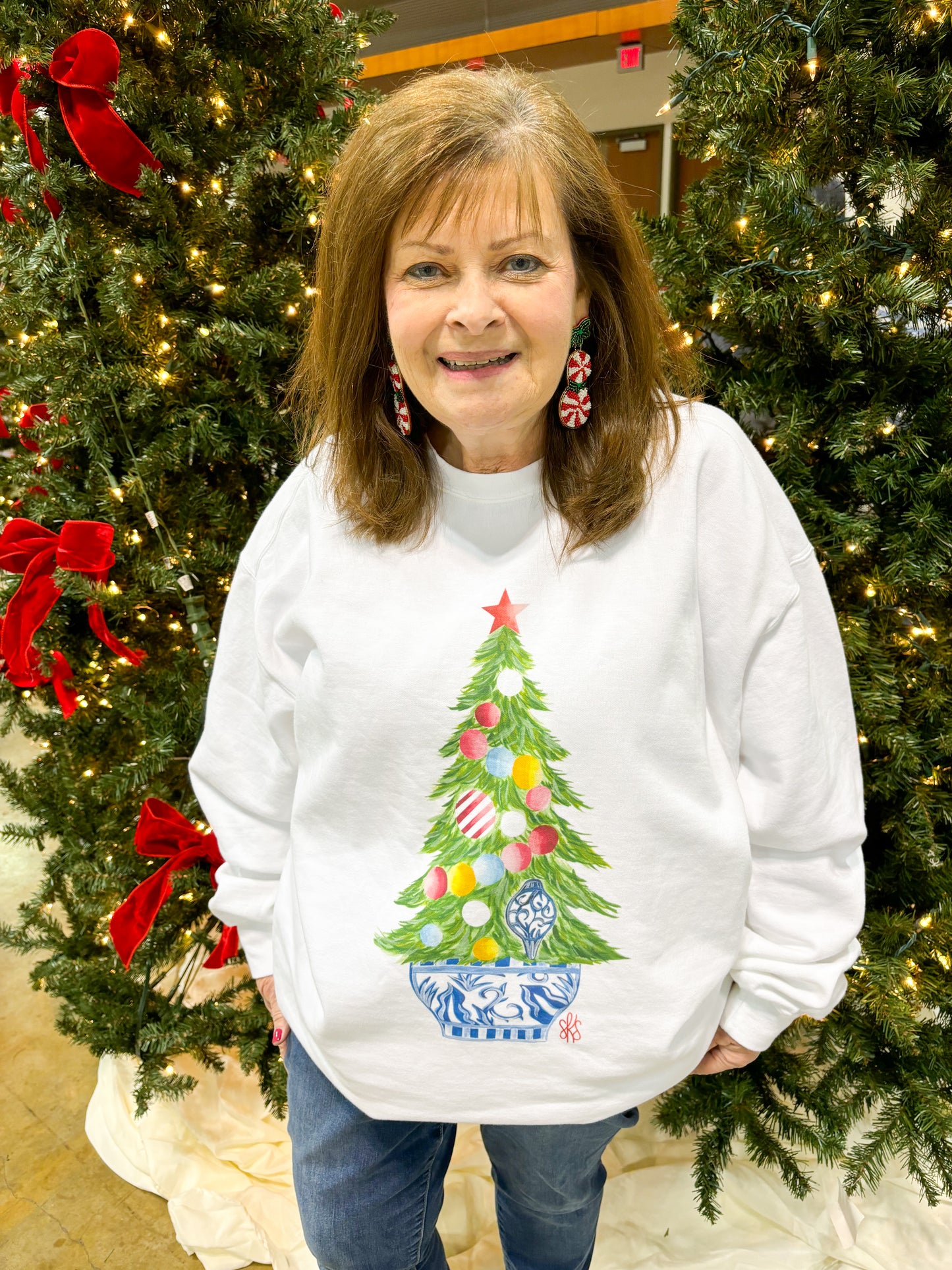 Christmas Tree Crewneck SKY BLUE