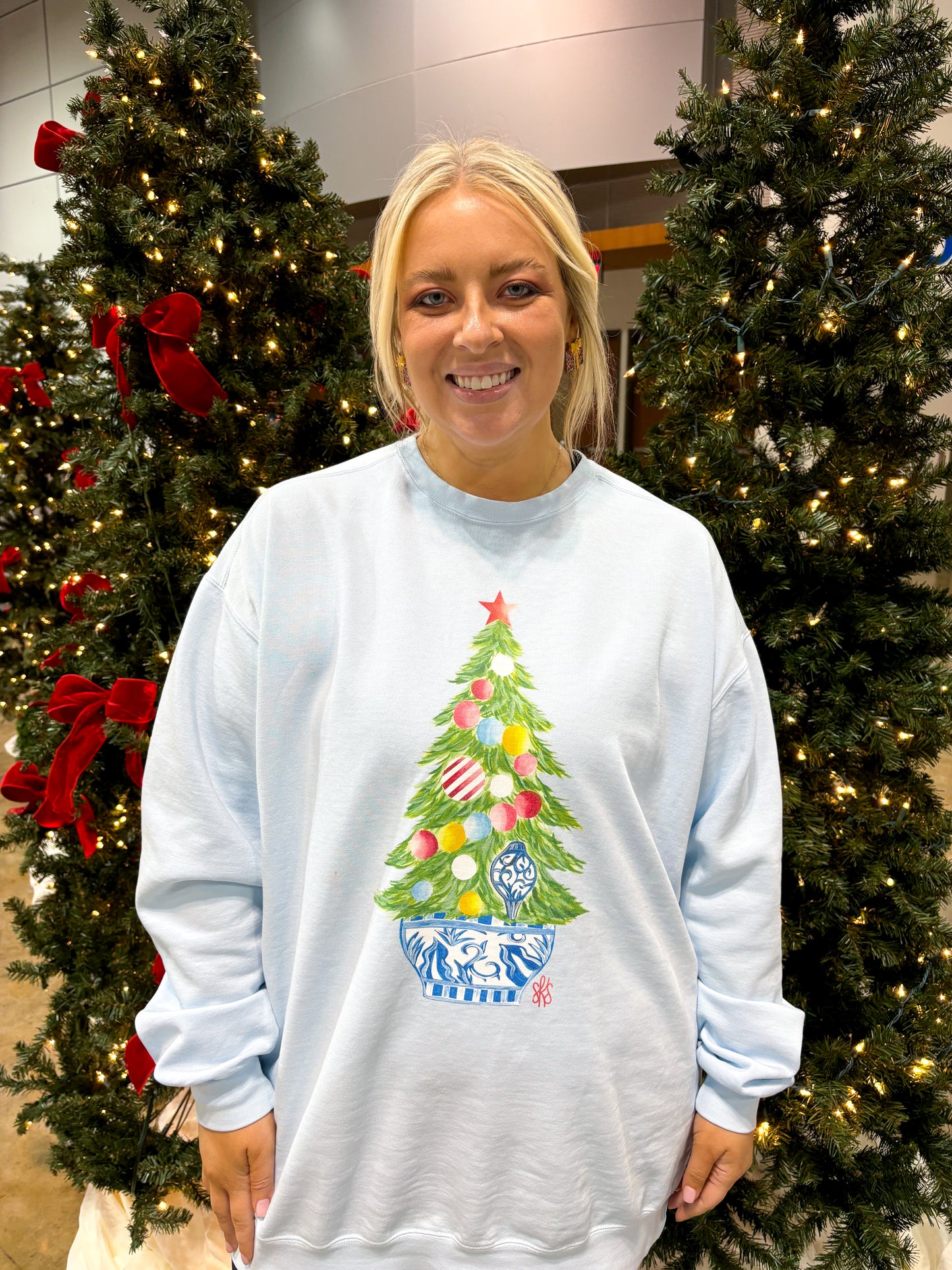 Christmas Tree Crewneck SKY BLUE
