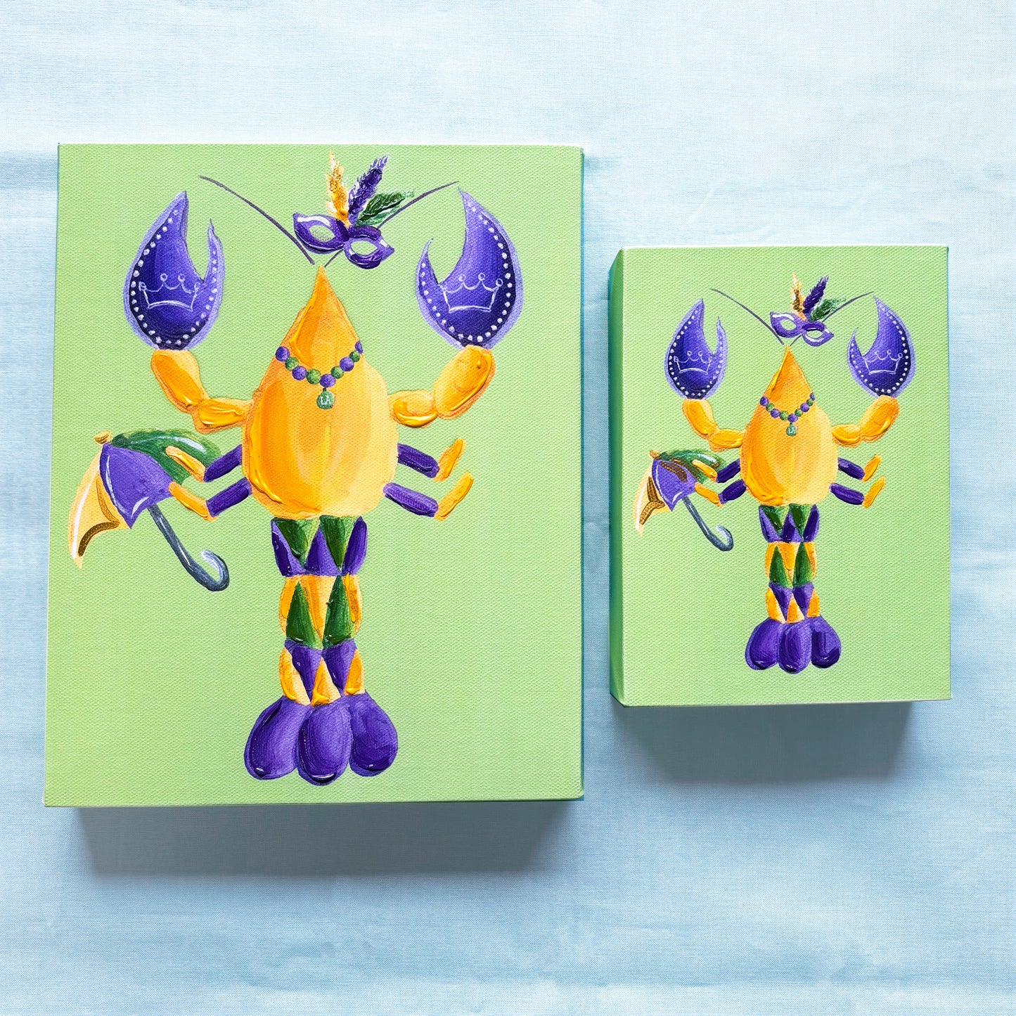 Mardi Gras Crawfish Artist Enhanced Canvas