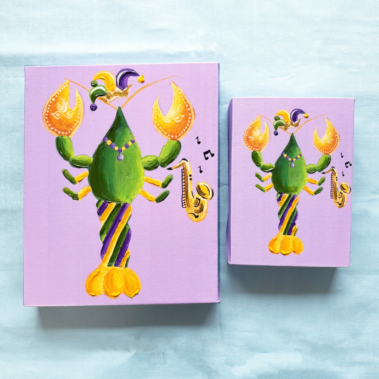 Mardi Gras Crawfish Artist Enhanced Canvas