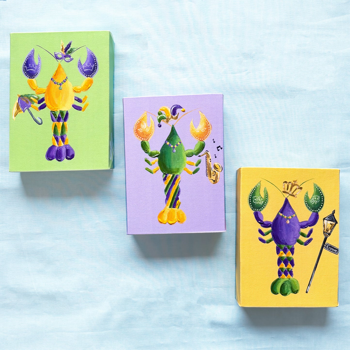 Mardi Gras Crawfish Artist Enhanced Canvas