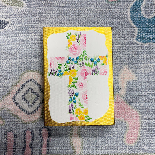 Floral Cross Artist Enhanced Canvas