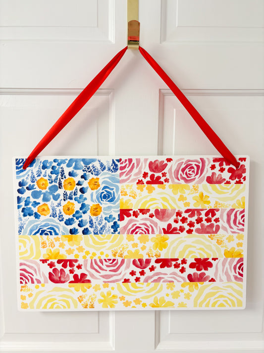 Floral Flag Door Hanger