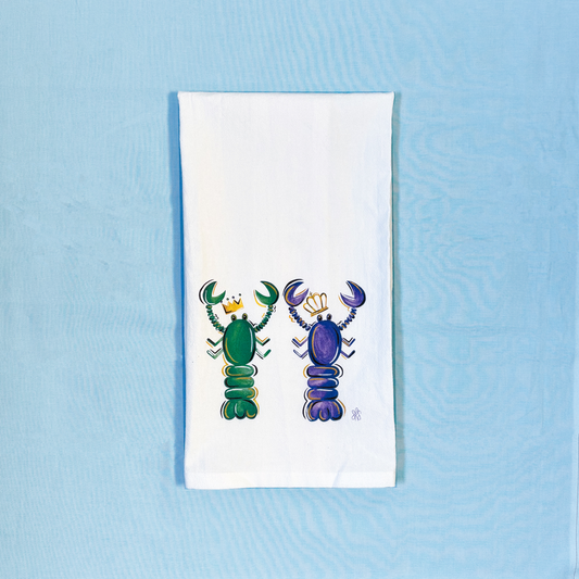 Mardi Gras Crawfish Tea Towel