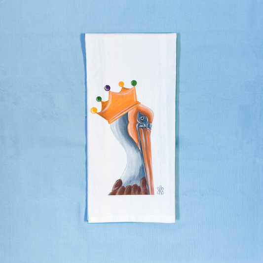Mardi Gras Pelican Tea Towel