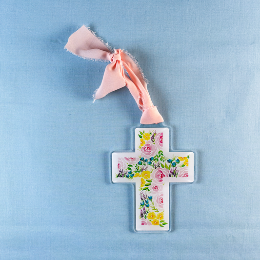 Floral Cross Ornament
